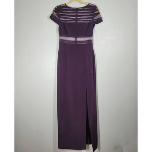 Niteline Vintage Della Roufogali Evening Dress Size 8 Sheer Mesh Thigh High Slit